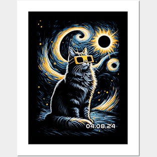 Nordic Eclipse Guardian: Stylish Tee Featuring Norwegian Forest Cats Posters and Art